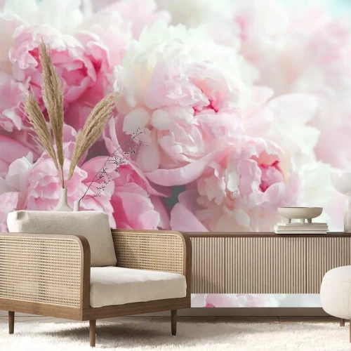 Fotobehang Romantische pioenrozen in roze