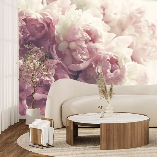 Fotobehang Vintage pioenrozen close-up