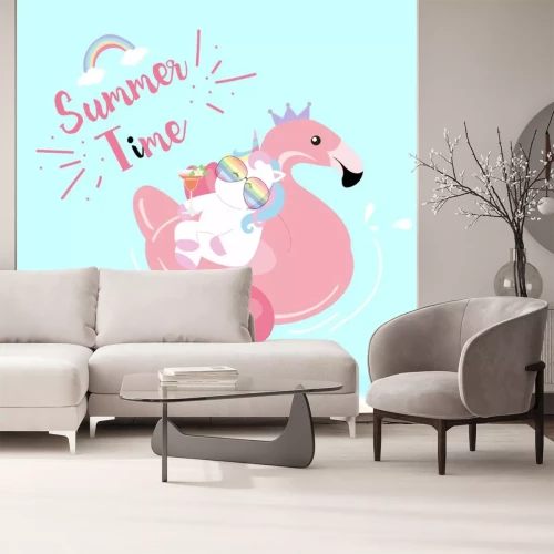 Sticker Hand getrokken leuke kaart met lama, bril en cactus. Lama geen drama