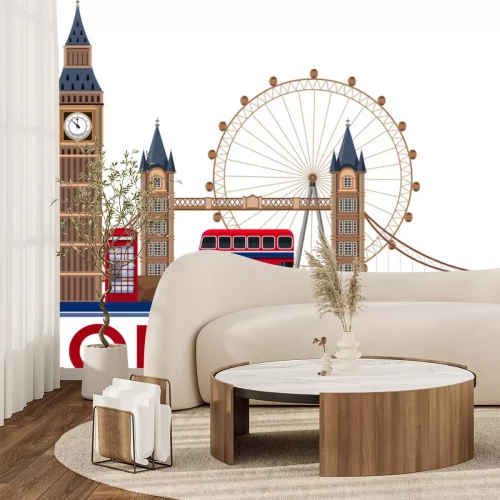 Sticker Het Oriëntatiepunt van Londen op Witte Achtergrond