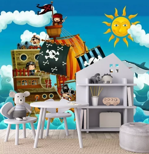 Fotobehang Sprookjesachtige piraten op het schip