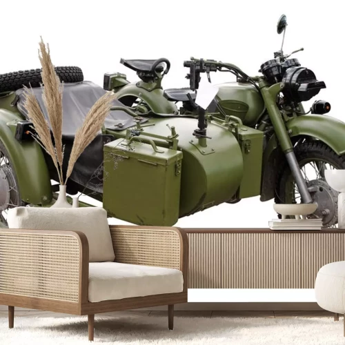 Sticker oud (60-70) militaire motorcykle