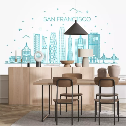 Sticker San Francisco stad skyline vector achtergrond