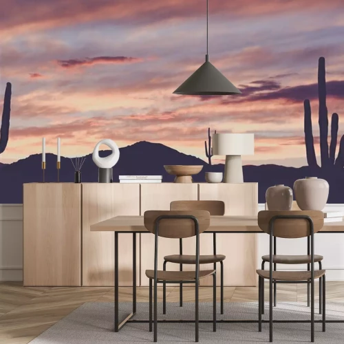 Fotobehang Vintage Wild West Desert met Cactus