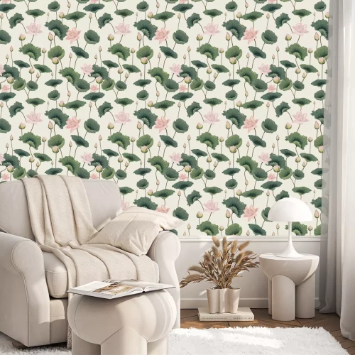 Behang naadloze patroon met lotussen