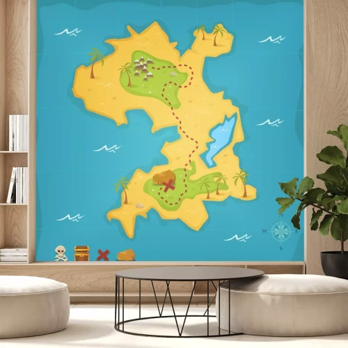 Sticker Treasure Island En Kaart van de piraat