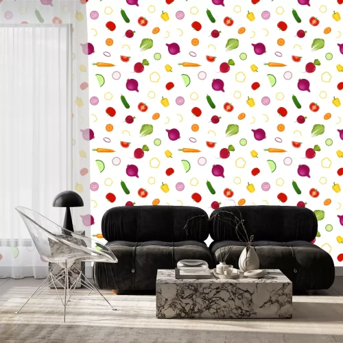 Behang Hele en gesneden groenten