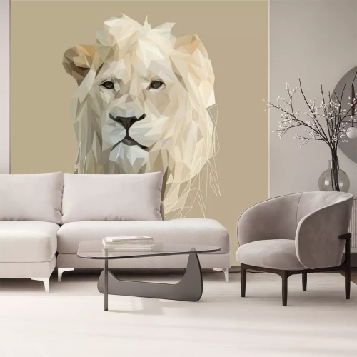 Sticker Leeuw laag poly ontwerp. Driehoek vectorillustratie.