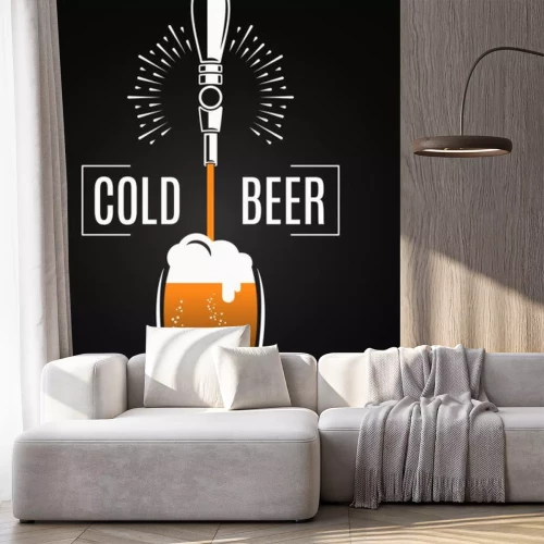 Sticker Bierkraan met bierglas op zwarte achtergrond