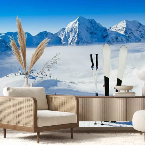 Fotobehang Ski in de sneeuw