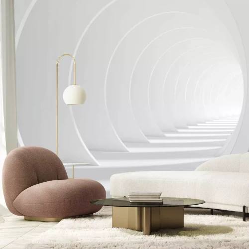Fotobehang Abstracte witte ruimte 3D-tunnel