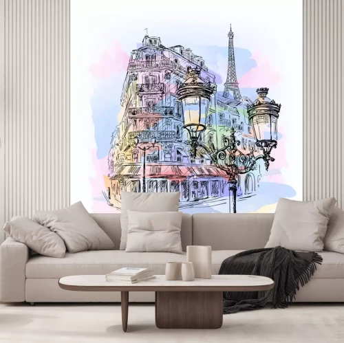 Sticker Parijs aquarel schets