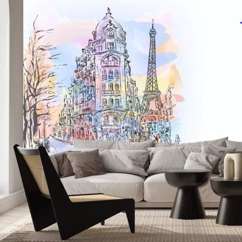 Sticker Parijs aquarel schets