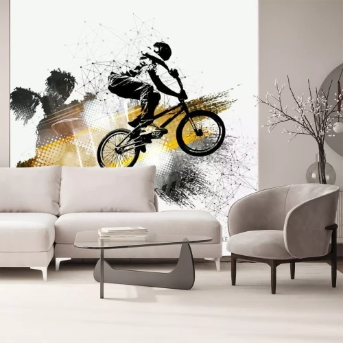 Fotobehang Illustratie van een fietser in beweging