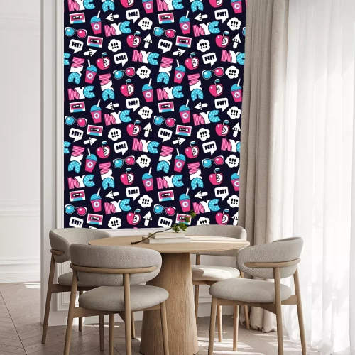 Behang trendy naadloze vector Amerikaans patroon met labels