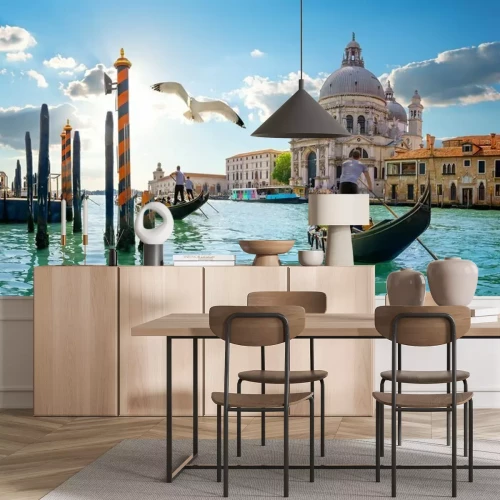 Fotobehang Venetië kanaal en gondel