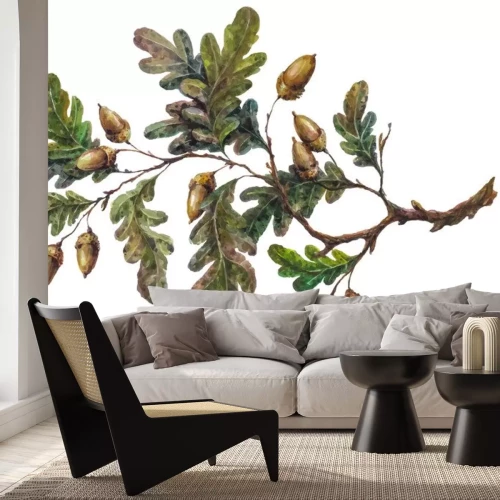 Sticker Eiken noten op een tak