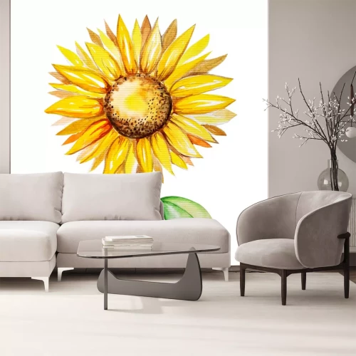 Sticker Waterverf met één zonnebloem