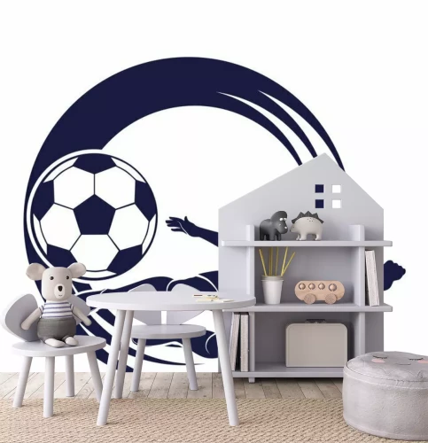 Sticker Donkerblauwe dynamische voetbalafbeeldingen met een speler