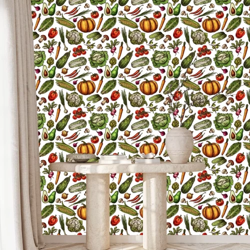 Behang Natuurlijke groenten op een witte achtergrond