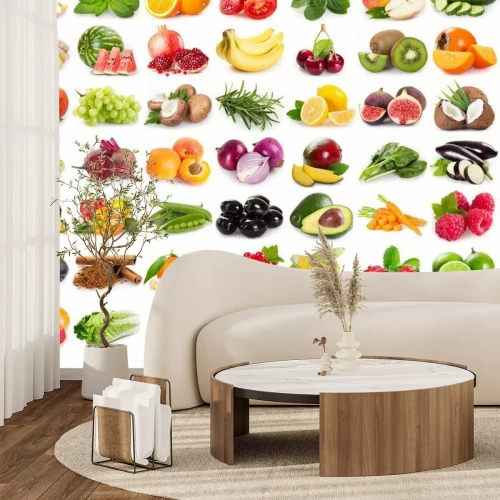 Sticker Verzameling van verse groenten en fruit