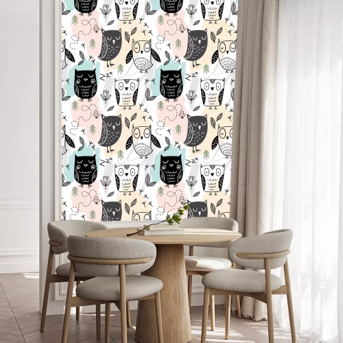 Behang Babyuilen op een pastelkleurige achtergrond