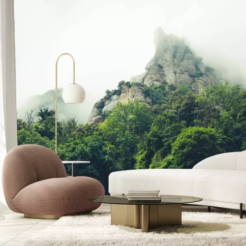 Fotobehang Bergen in de mist natuurlandschap