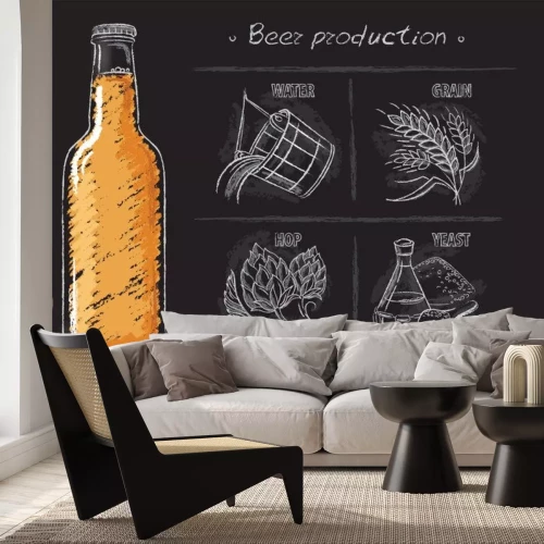 Sticker Vintage hand getrokken vectorillustraties van brouwers componenten