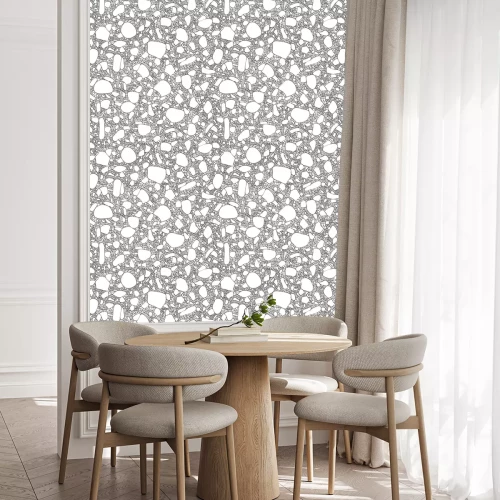 Behang Zwart en wit stenenpatroon