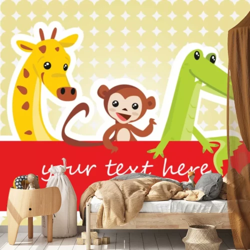 Sticker Exotische dieren boven de rode streep met de inscriptie