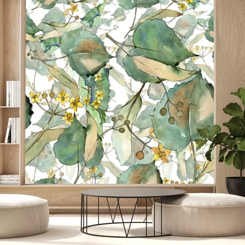 Sticker Vallende berkenbladeren in de herfst