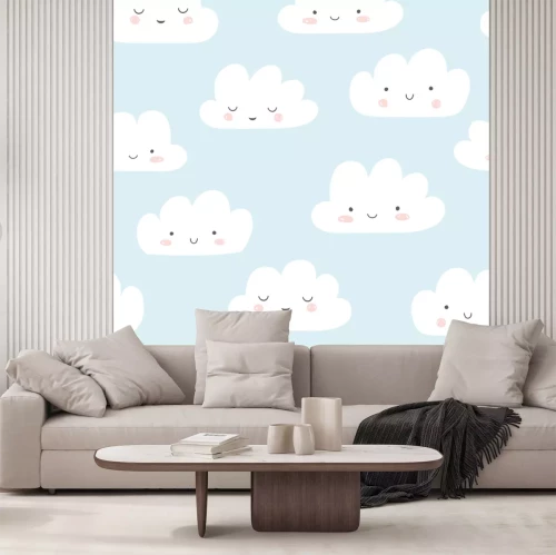 Sticker Patroon met lachende wolken