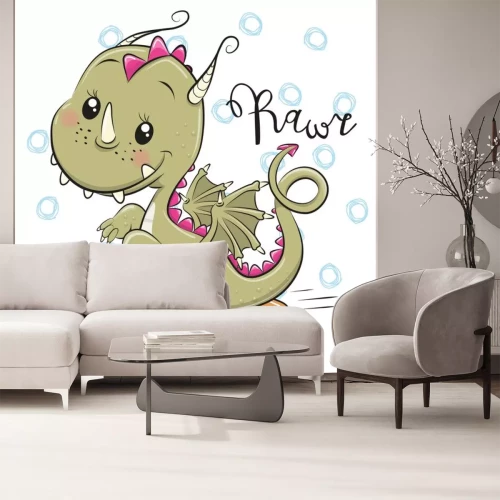 Sticker Leuke Draak met skateboard op een witte achtergrond