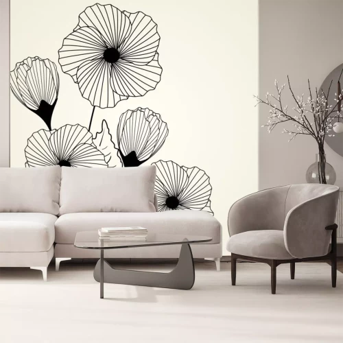 Sticker Moderne bloemen op een crèmekleurige achtergrond