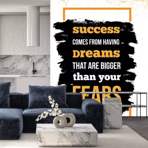 Sticker Inspirerende motivatiecitaat over angst en succes. Vector typografie poster en t-shirt design, office decor. Noodlijdende achtergrond