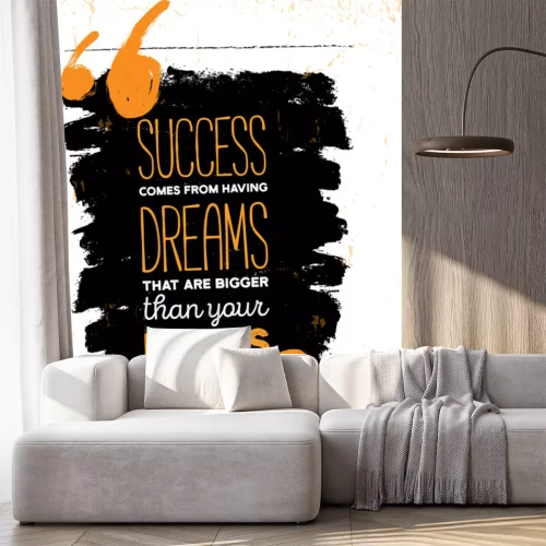 Sticker Inspirerende motivatiecitaat over angst en succes. Vector typografie poster en t-shirt design, office decor. Noodlijdende achtergrond