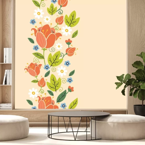 Sticker Bloemen op een volksornament