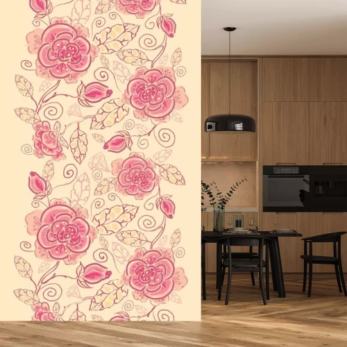 Sticker Vintage bloemen op een beige achtergrond