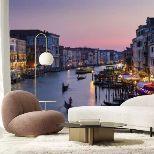 Fotobehang Venetiaans landschap met uitzicht op de zonsondergang