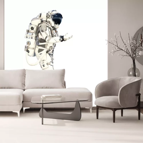 Sticker Astronaut in een ruimtepak strekt zijn hand uit