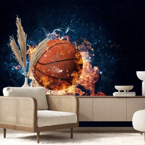 Fotobehang Basketbal in vlammen