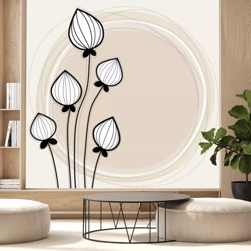 Sticker Bloemknoppen op een minimalistische afbeelding