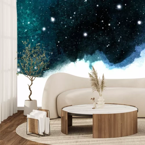 Sticker Aquarel nacht hemelachtergrond met sterren. kosmische lay-out met ruimte voor tekst.