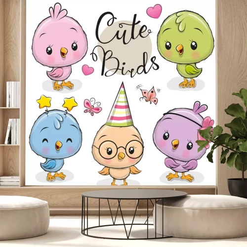 Sticker Leuke cartoon uilen op een witte achtergrond