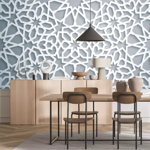 Sticker Islamitische ornamentvector, Perzische motiff. Witte achtergrond . Lichte 3d ramadan islamitische ronde patroonelementen. Geometrische cirkel sier sier Arabisch symbool vector. Witte achtergrond .