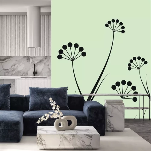 Sticker Veldbloemen op een muntachtergrond