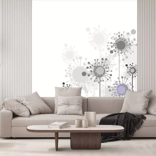 Sticker Grijze bloemen op een witte achtergrond