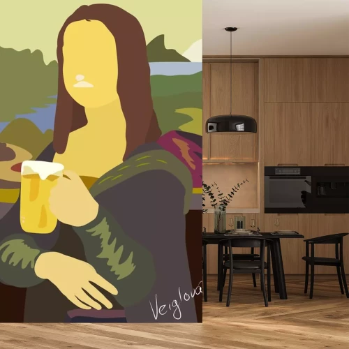 Sticker Mona Lisa met bier