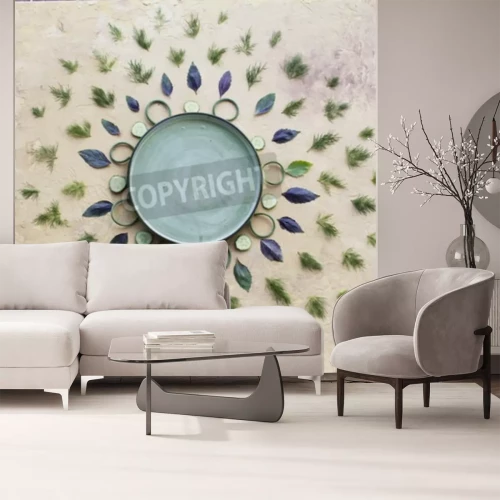 Fotobehang Bladeren gerangschikt in een cirkel