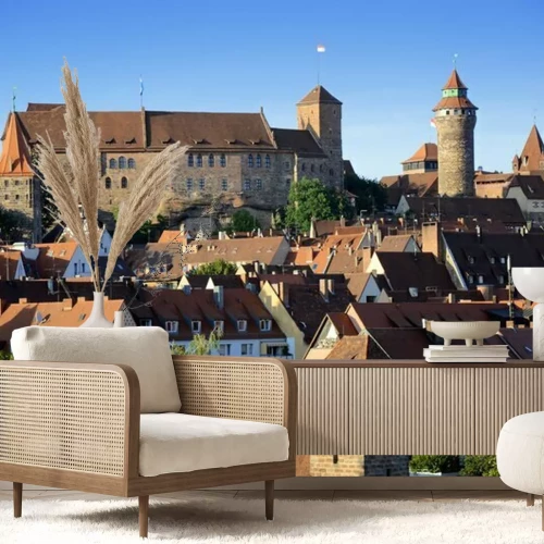 Fotobehang Burg Kaiserburg in Nürnberg met Altstadt im Sommer